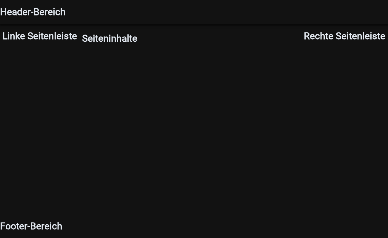 Grundstruktur mit allen verfügbaren optionalen Bereichen